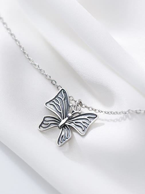 925 Sterling Silver Butterfly Vintage Necklace - 1000256732