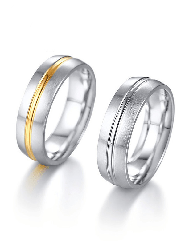 Stainless steel Round Minimalist Couple Ring - 1000521971