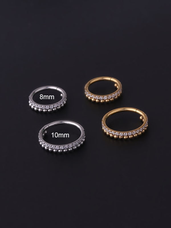 Stainless steel Cubic Zirconia Geometric Hip Hop Nose Rings - 1001186076