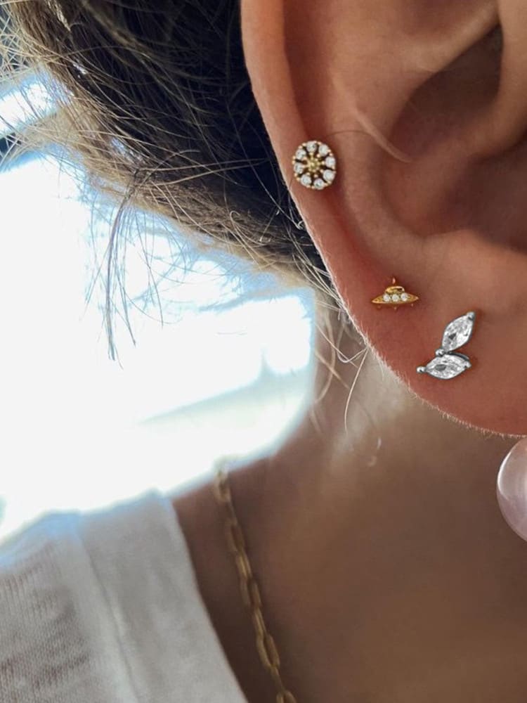 925 Sterling Silver Geometric Stud Earring - 1001651801