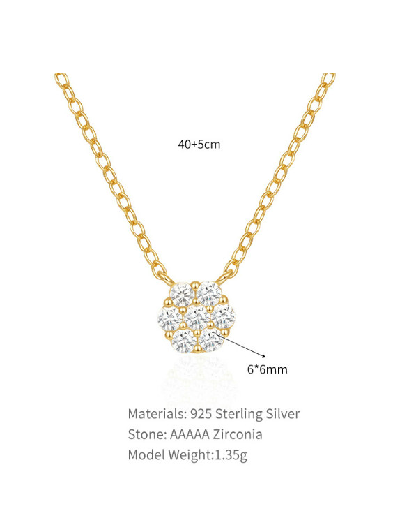 [PRIMAUTE] 韓国☆Round Cubic Necklace PRIMROSE Fine Silver Plated Round Cubic Zirconia Cross