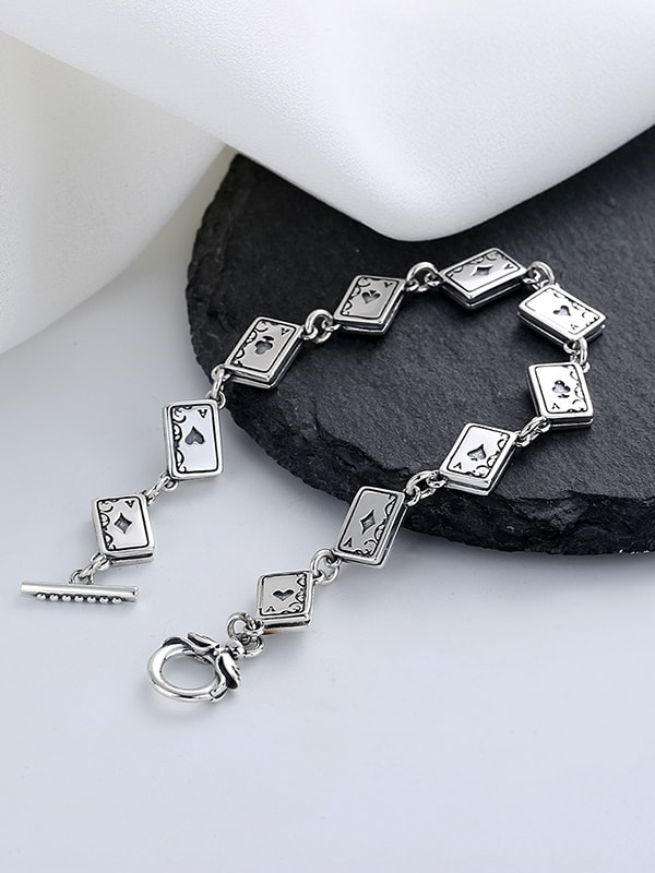 925 sterling silver playing cards vintage bracelet