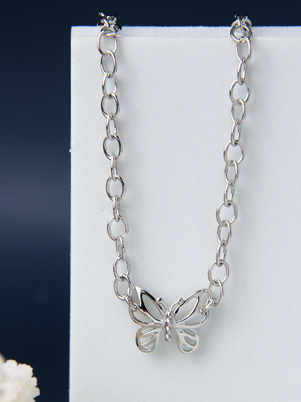 Butterfly Choker Necklace Silver