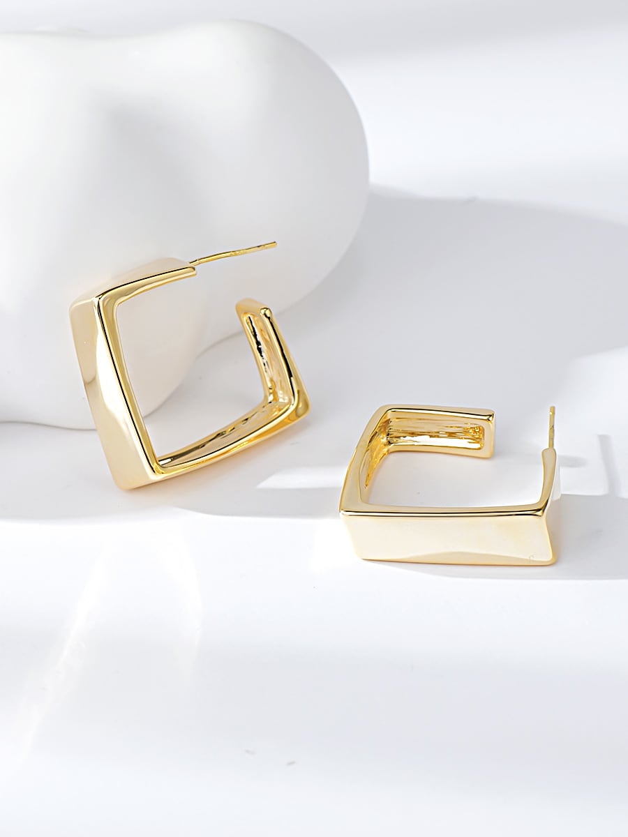 Brass Minimalist Drop Earring - 1000609123