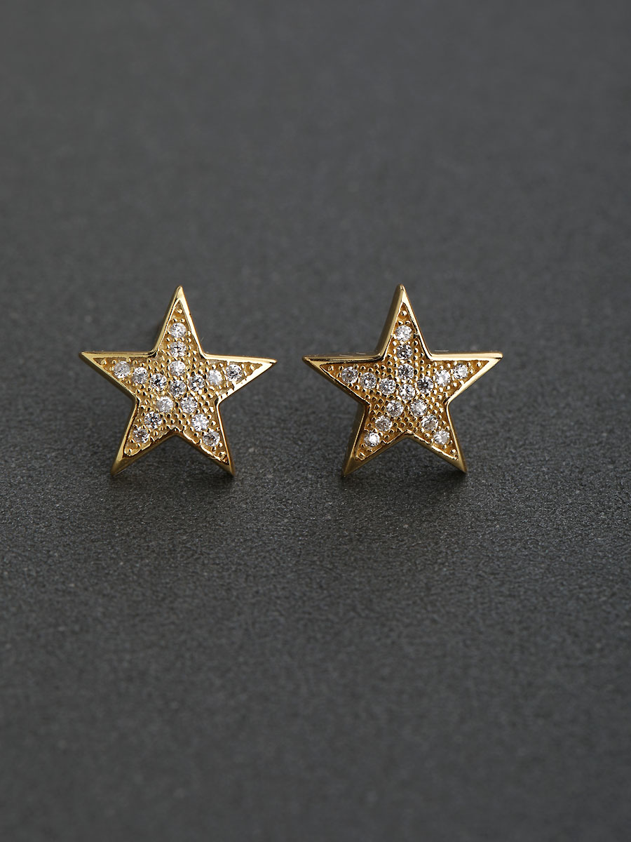 Five-pointed star Inlaid 925 silver Stud earrings - 1000029710