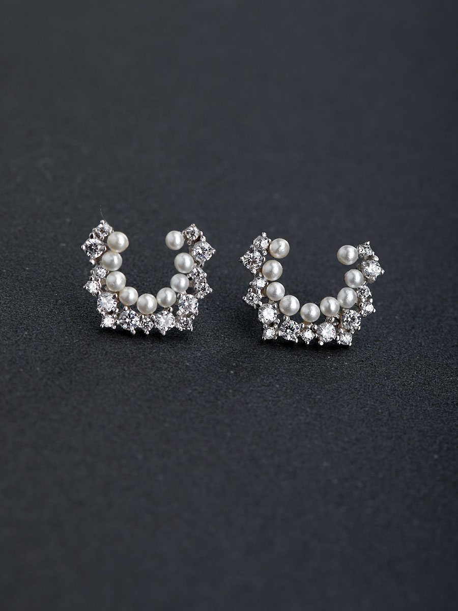 Micro inlay Zircon Millet beads flower 925 silver Stud earrings ...